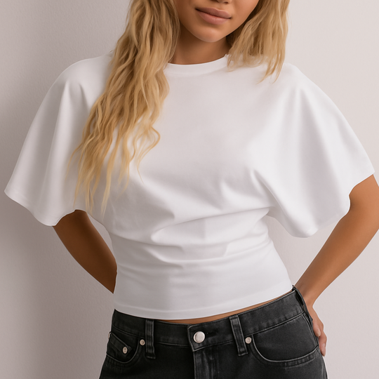 Klassiek zomer-T-shirt met ronde hals 0
