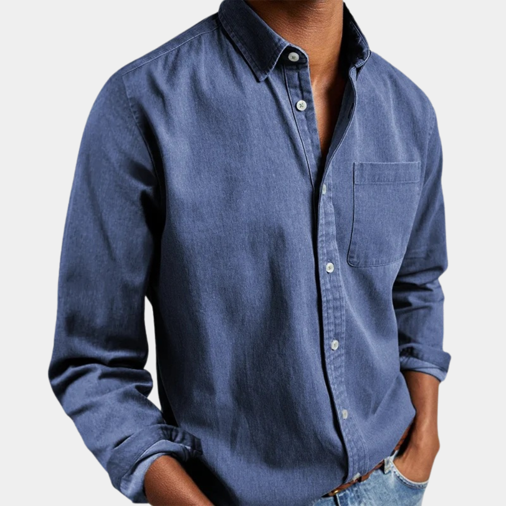 Klassisches Zeitloses Monochromes Herrenhemd Slim Fit - Desi