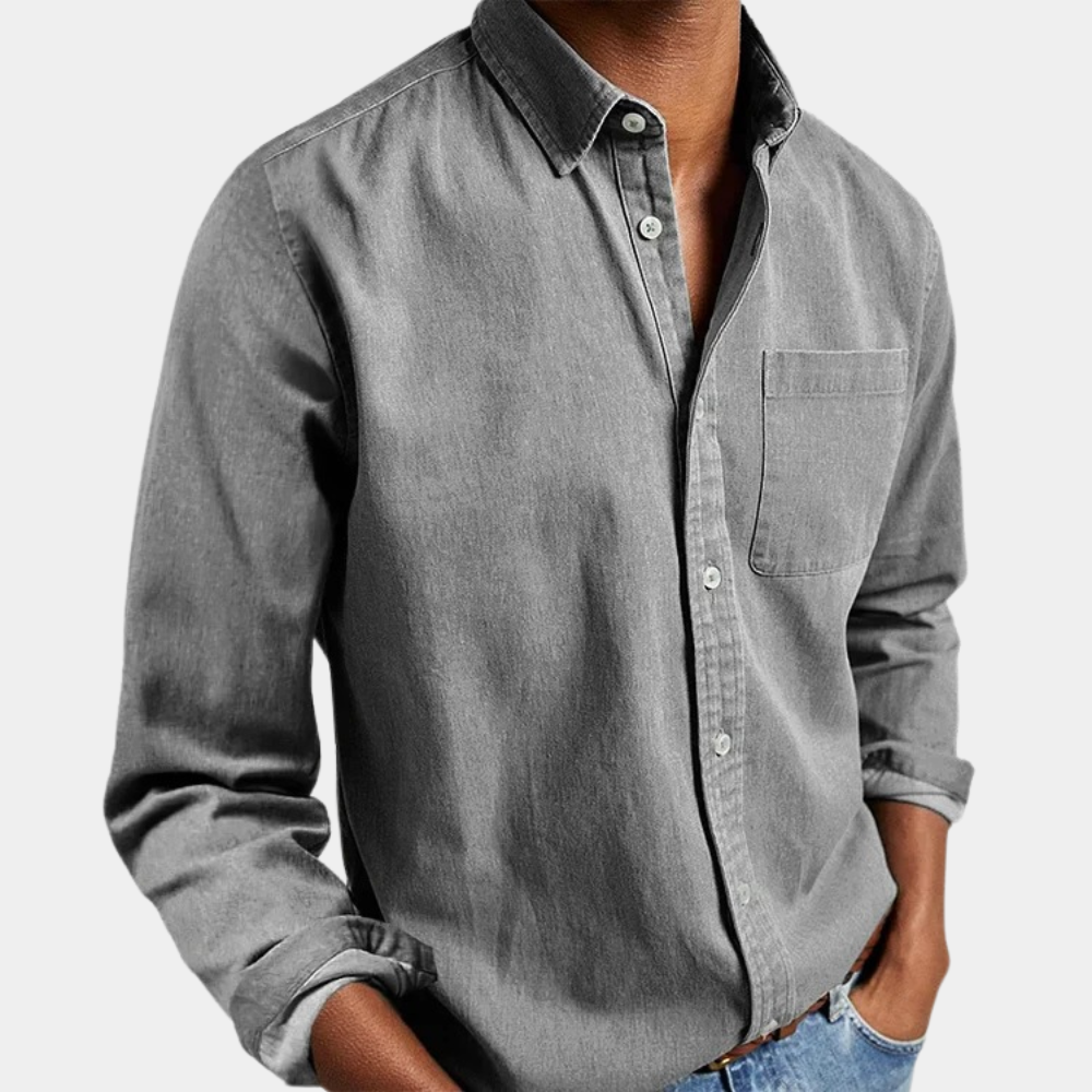 Klassisches Zeitloses Monochromes Herrenhemd Slim Fit - Desi