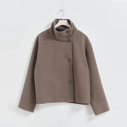 Korte jas Dames | Hoge Kraag & Knoopsluiting