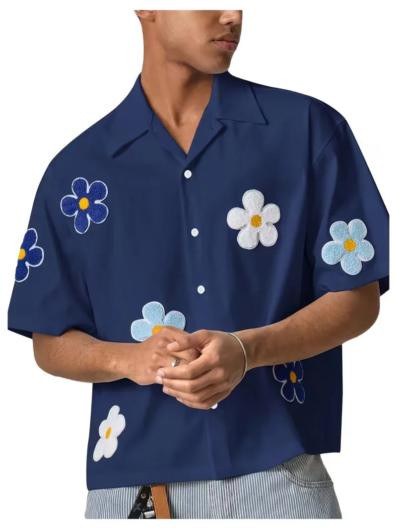 Korte mouw overhemd met bloemen 11