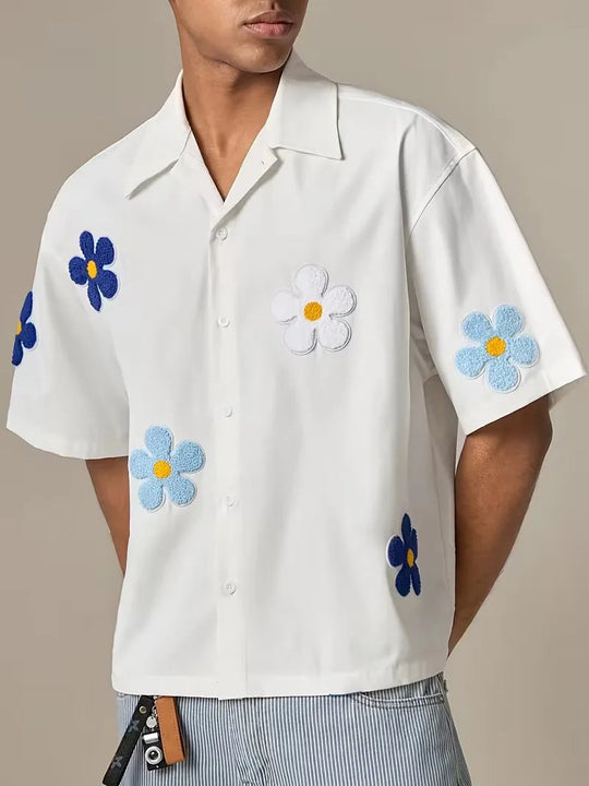 Korte mouw overhemd met bloemen 2