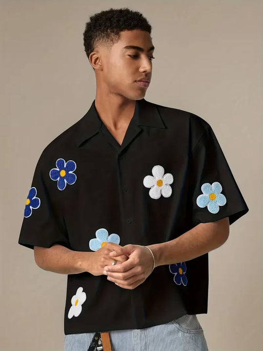 Korte mouw overhemd met bloemen 5