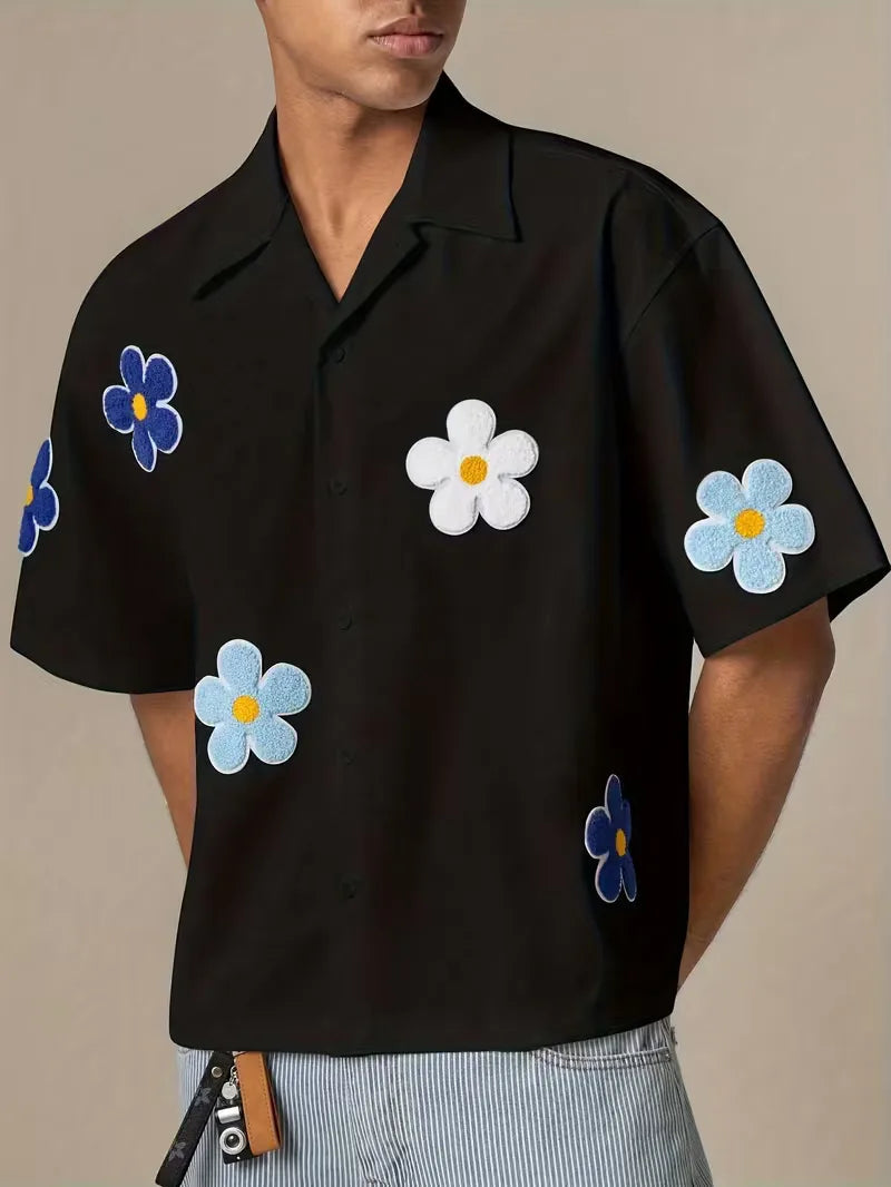 Korte mouw overhemd met bloemen 7