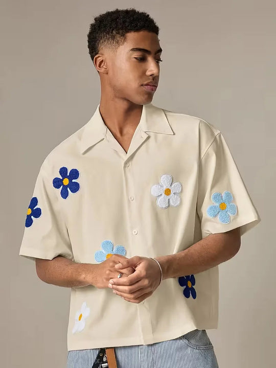 Korte mouw overhemd met bloemen 9