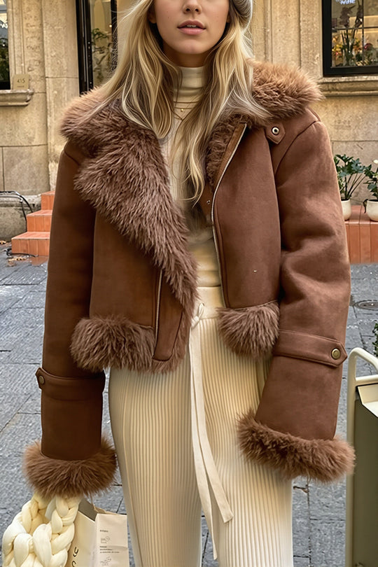 Kurzjacke Damen | Kunstfellkragen & Legere Silhouette