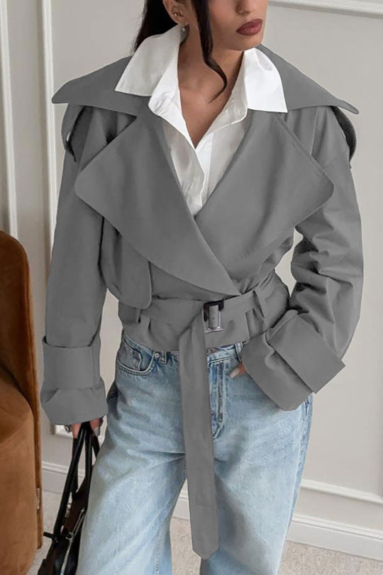 Kurzjacke Damen | Mit Gürtel & Reverskragen