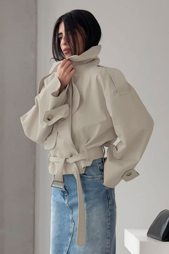 Kurzjacke Damen | Mit Gürtel & Reverskragen