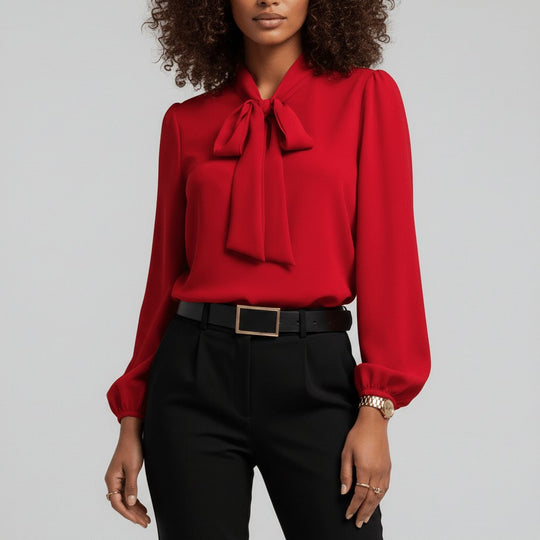 Langarmblouse Dames Met Strik Elegant | Klassiek 0