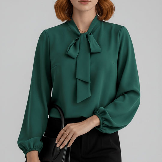 Langarmblouse Dames Met Strik Elegant | Klassiek 3
