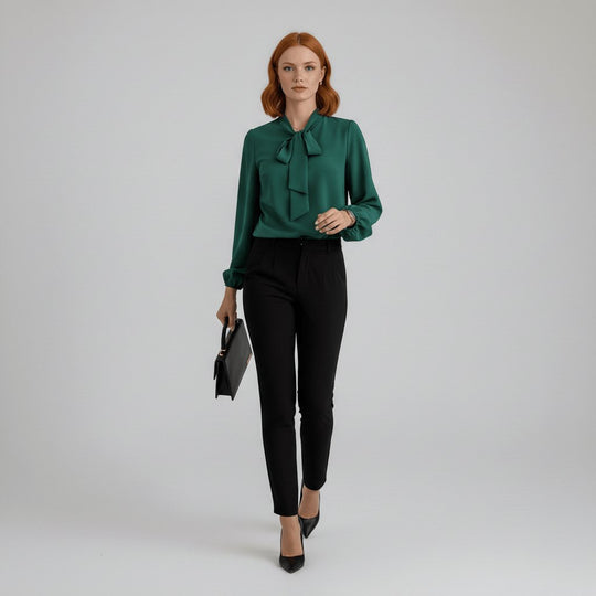 Langarmblouse Dames Met Strik Elegant | Klassiek 4