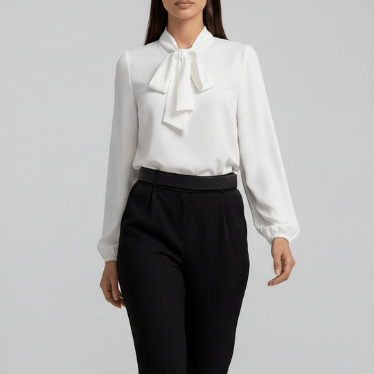 Langarmblouse Dames Met Strik Elegant | Klassiek 6