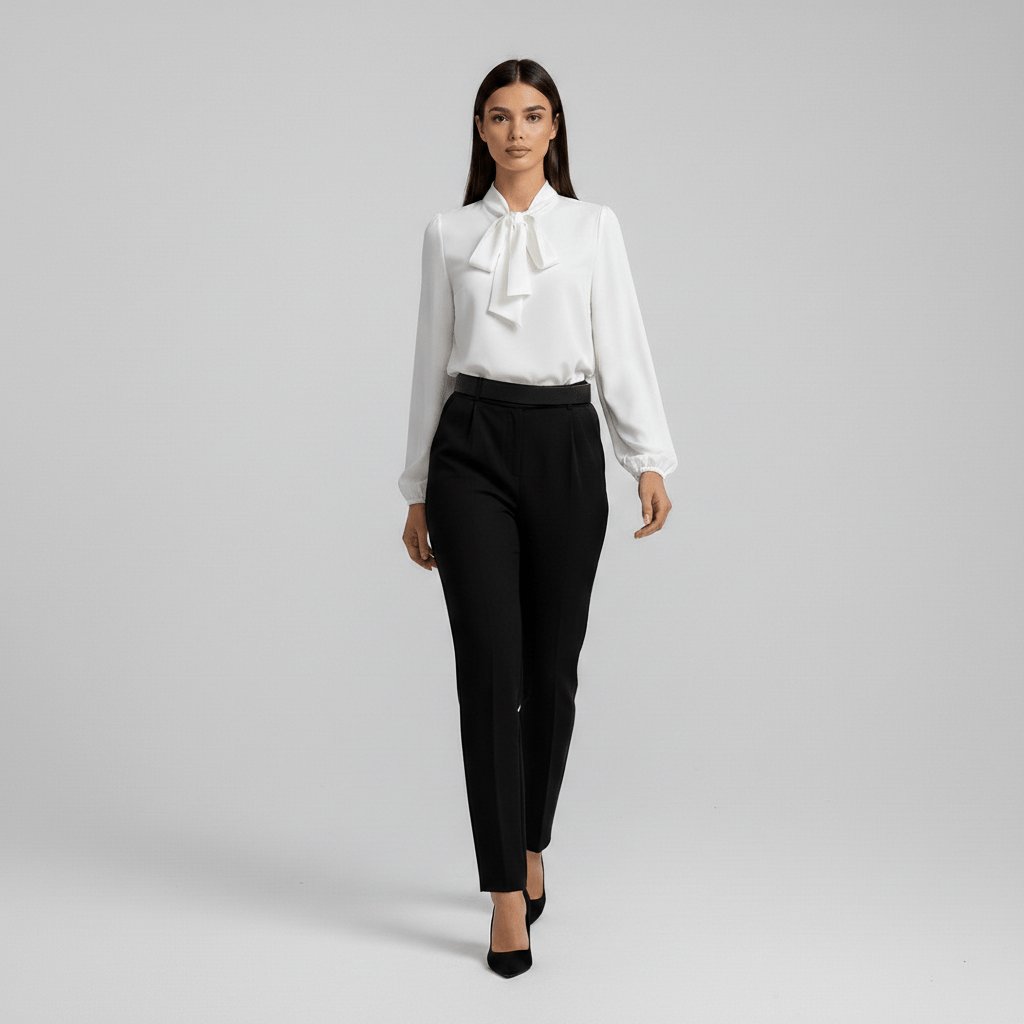 Langarmblouse Dames Met Strik Elegant | Klassiek 7