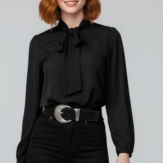 Langarmblouse Dames Met Strik Elegant | Klassiek 9