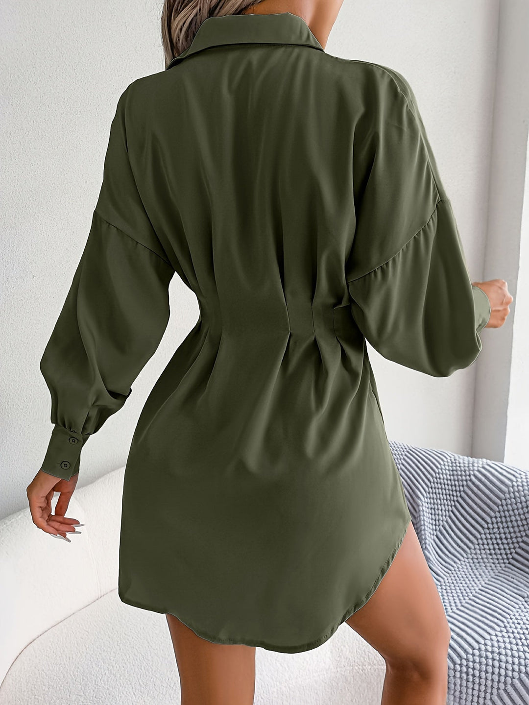 Langärmeliges Kleid Damen mit Knopfleiste - Lara 5