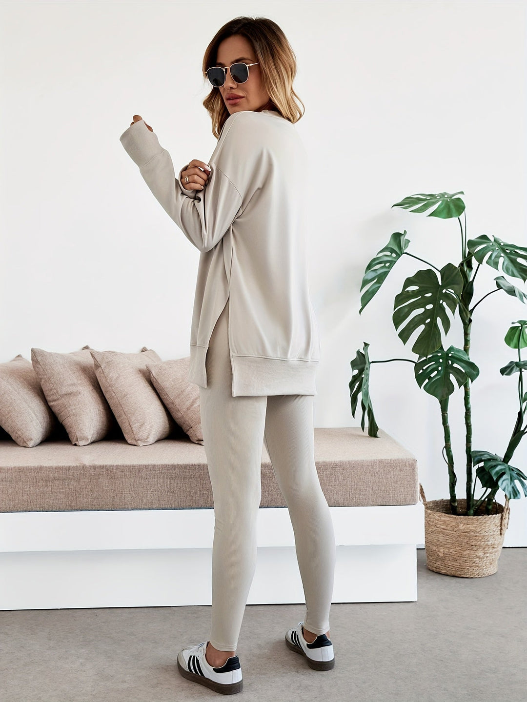 Langarmtop-Set Damen | Zweiteiliges Set & Moderne Seitenschlitze 4