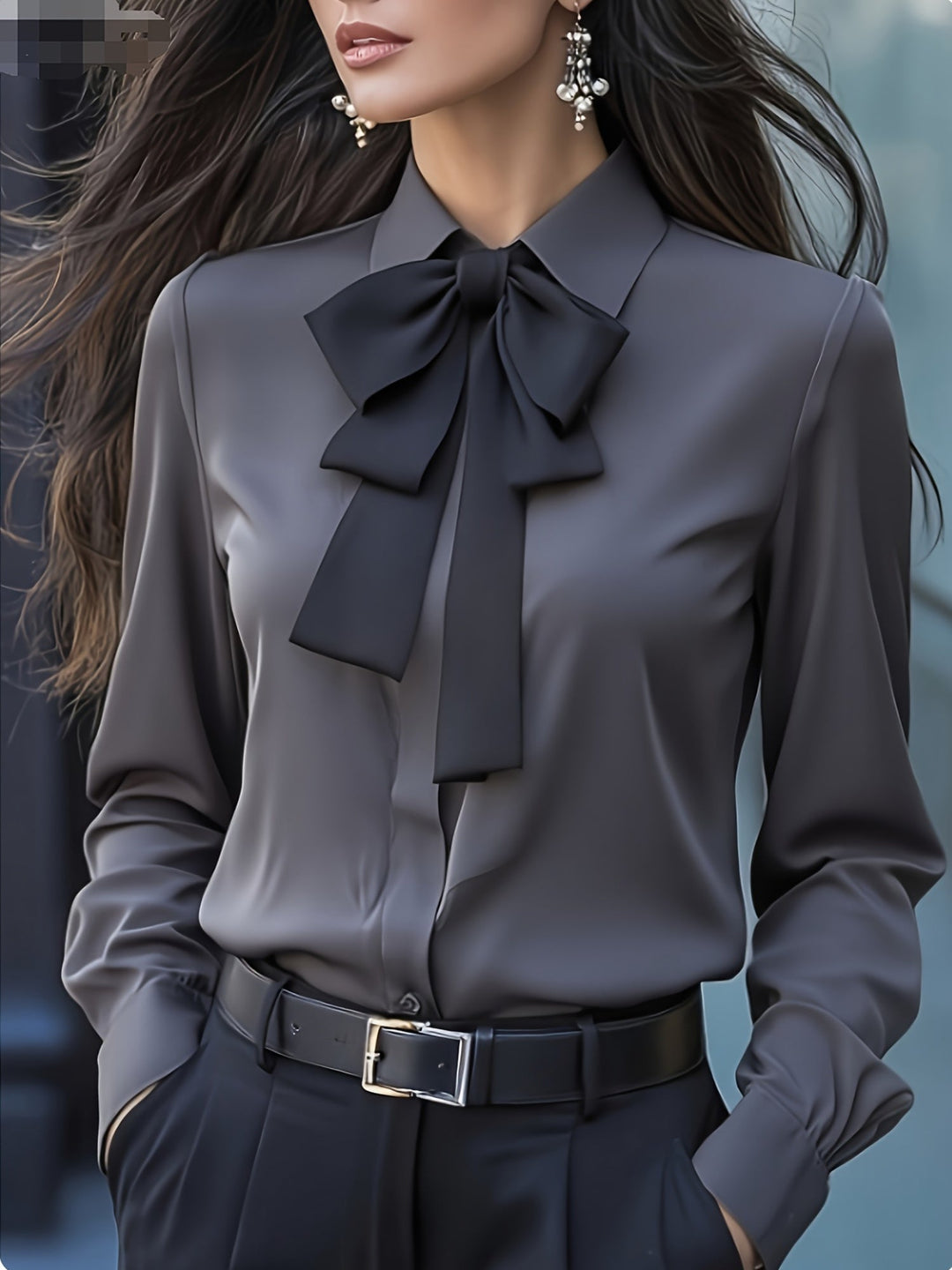 Lange Mouw Blouse Dames | Strikdetail & Verfijnde Look