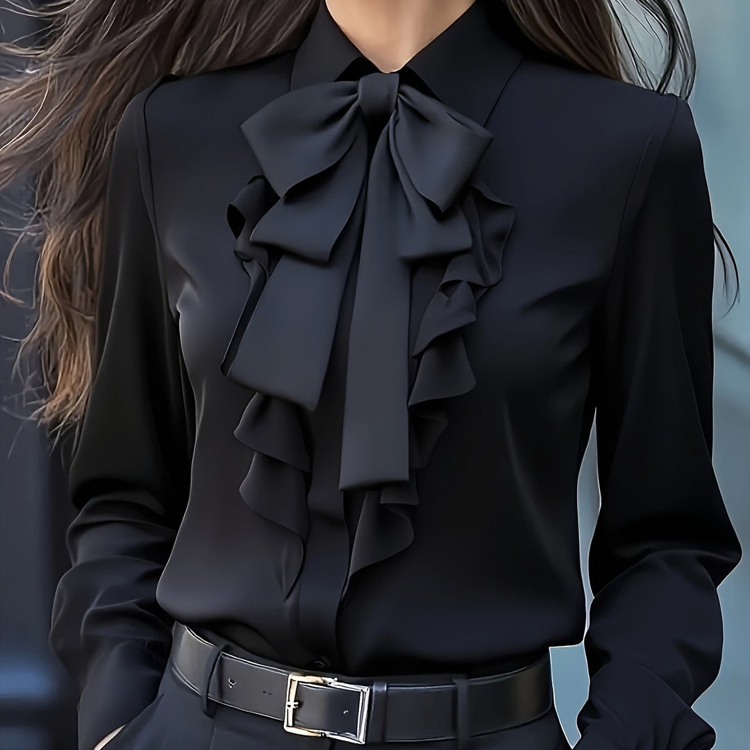Lange Mouw Blouse Dames | Strikdetail & Verfijnde Look