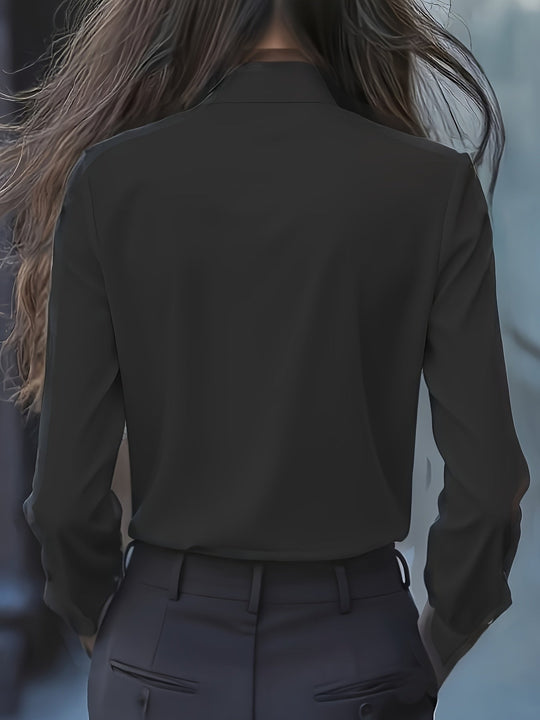 Lange Mouw Blouse Dames | Strikdetail & Verfijnde Look