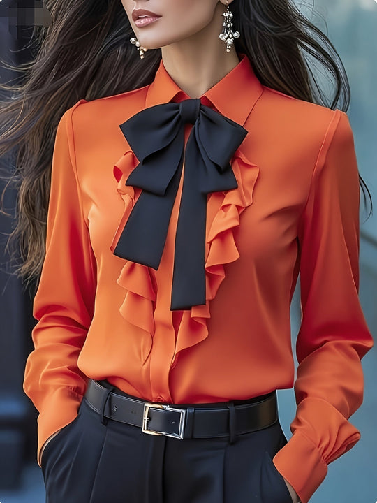 Lange Mouw Blouse Dames | Strikdetail & Verfijnde Look
