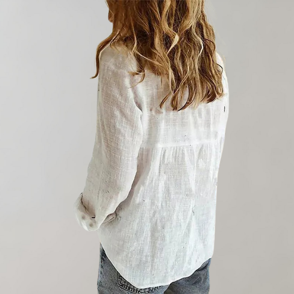 Lange Mouwen Blouse Dames | Nette Kraag & Luchtige Zomerpasvorm