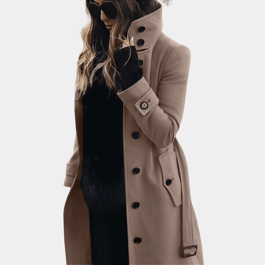 Lange Winterjas Dames | Tussenjas Dames | Verstelbare Taille & Stormflap voor Strakke Lijn