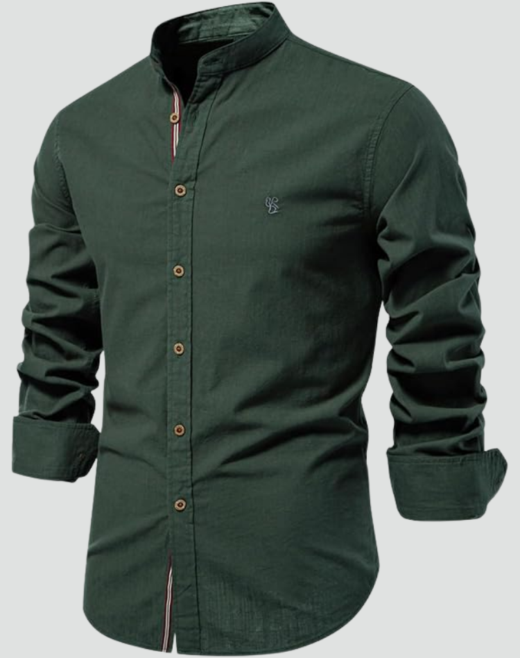 Heren Linnen Overhemd Korte Mouwen Slim Fit 1