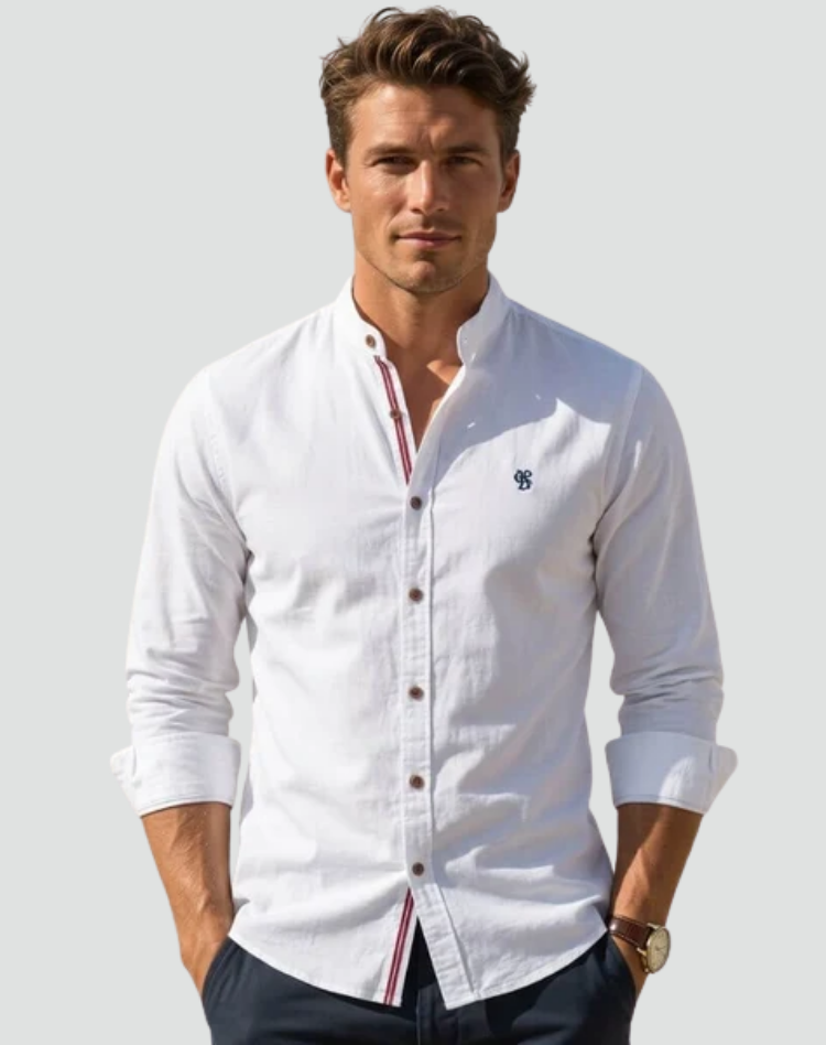 Heren Linnen Overhemd Korte Mouwen Slim Fit 3