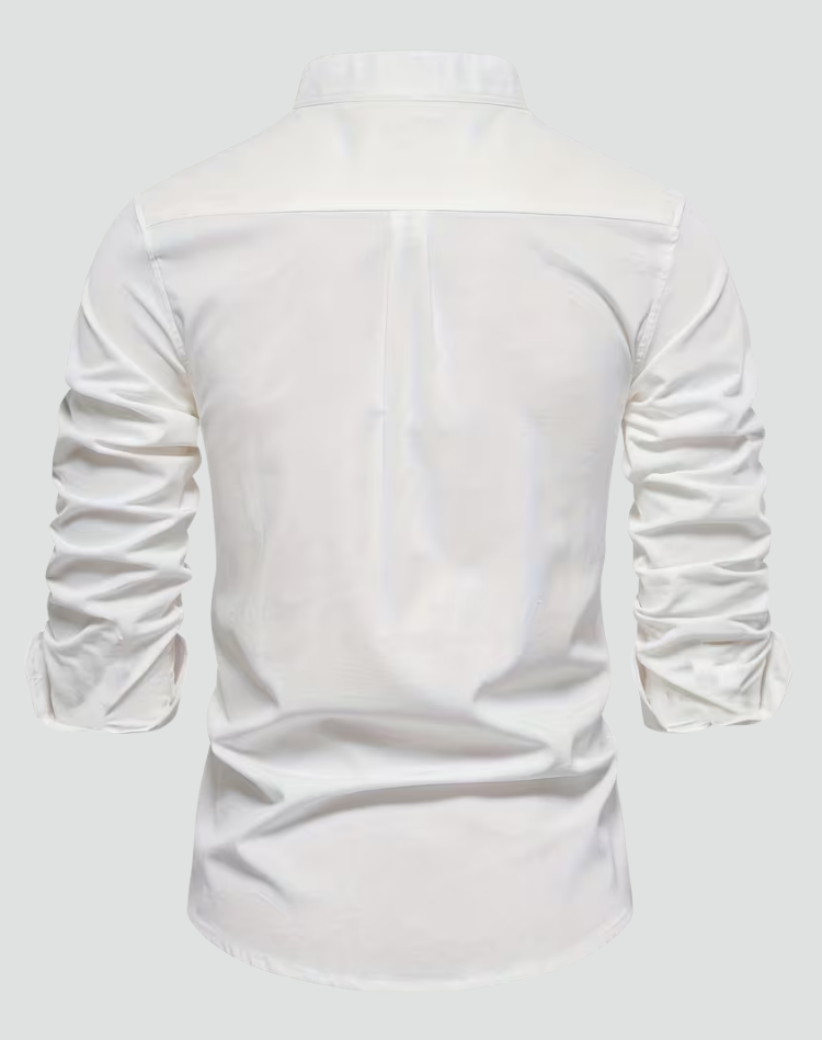 Heren Linnen Overhemd Korte Mouwen Slim Fit 4