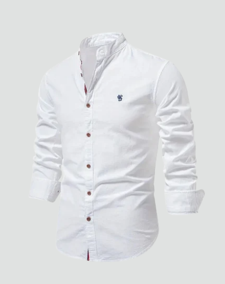 Heren Linnen Overhemd Korte Mouwen Slim Fit 0