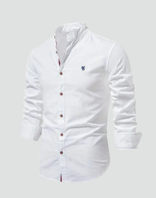 Heren Linnen Overhemd Korte Mouwen Slim Fit 0