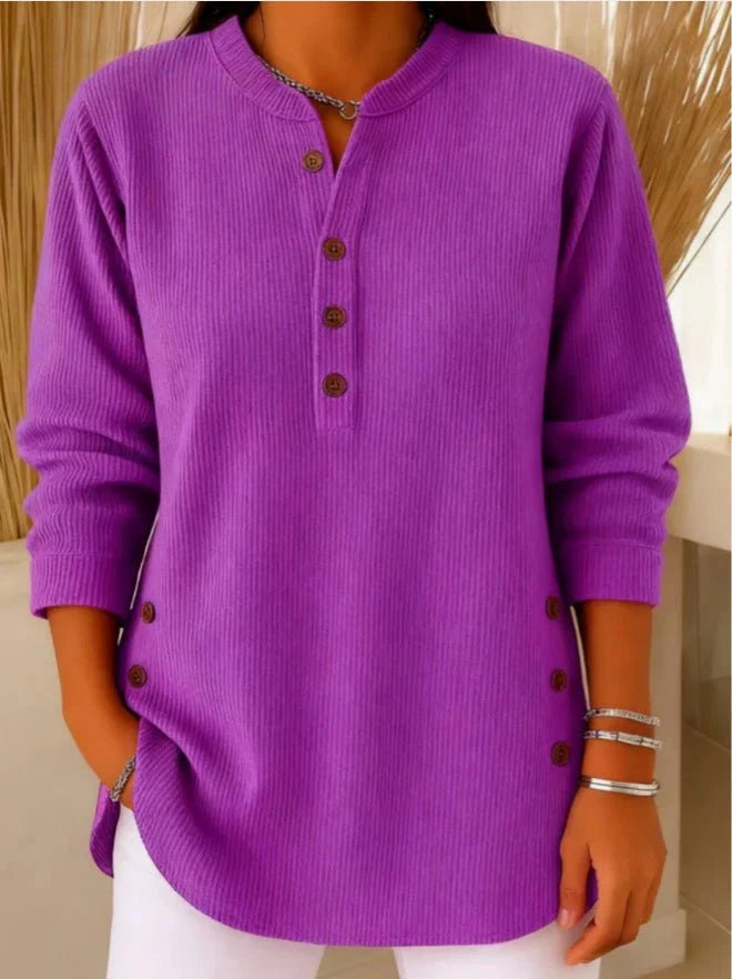 Ribgebreide Henley Tuniek Dames Relaxed Fit | Lange Mouw 9