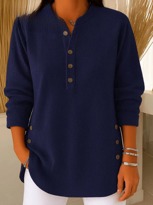 Ribgebreide Henley Tuniek Dames Relaxed Fit | Lange Mouw 2