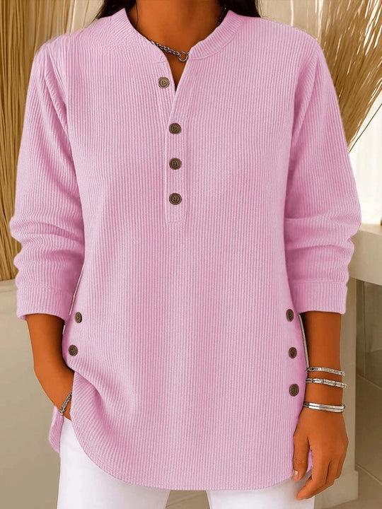 Ribgebreide Henley Tuniek Dames Relaxed Fit | Lange Mouw 3