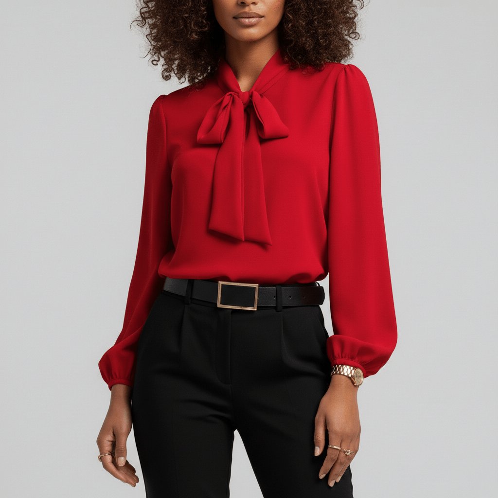 Langarmblouse Dames Met Strik Elegant | Klassiek 0