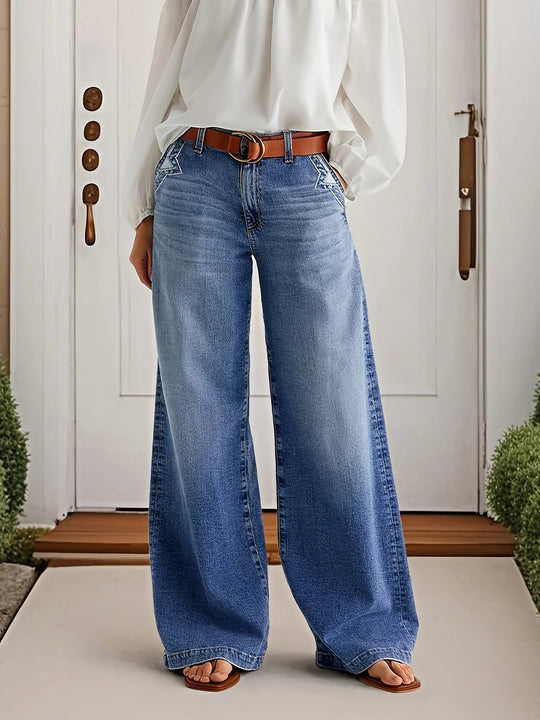Lange Jeans – Katoenmix Met Uitlopende Pijpen Voor Bewegen 2
