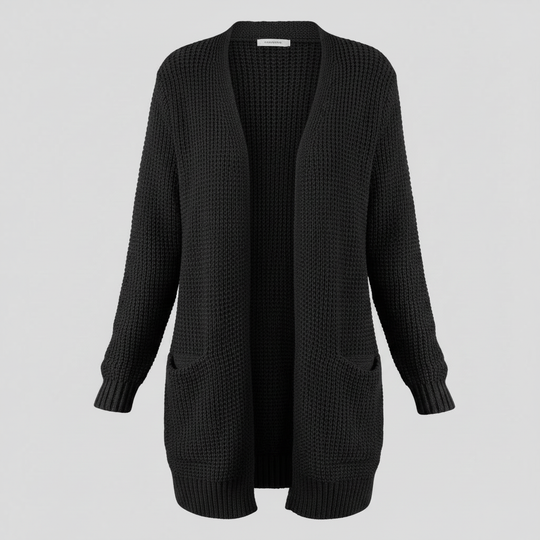 Damen Lange Strickjacke Taschen Langarm Strickcardigan 3