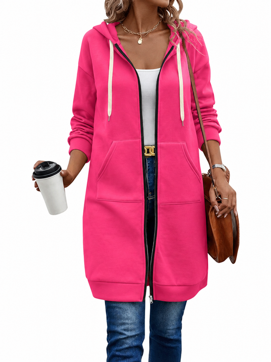 Langer Zip-Hoodie Damen | Kuschelig Warm & Knielang