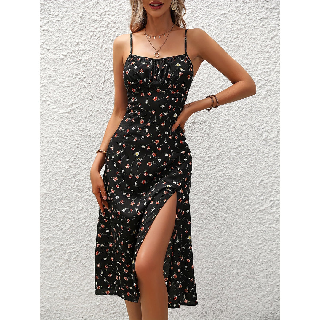 Langes Kleid Damen mit Polka Dots und Sexy Schlitz - Yinthe 7