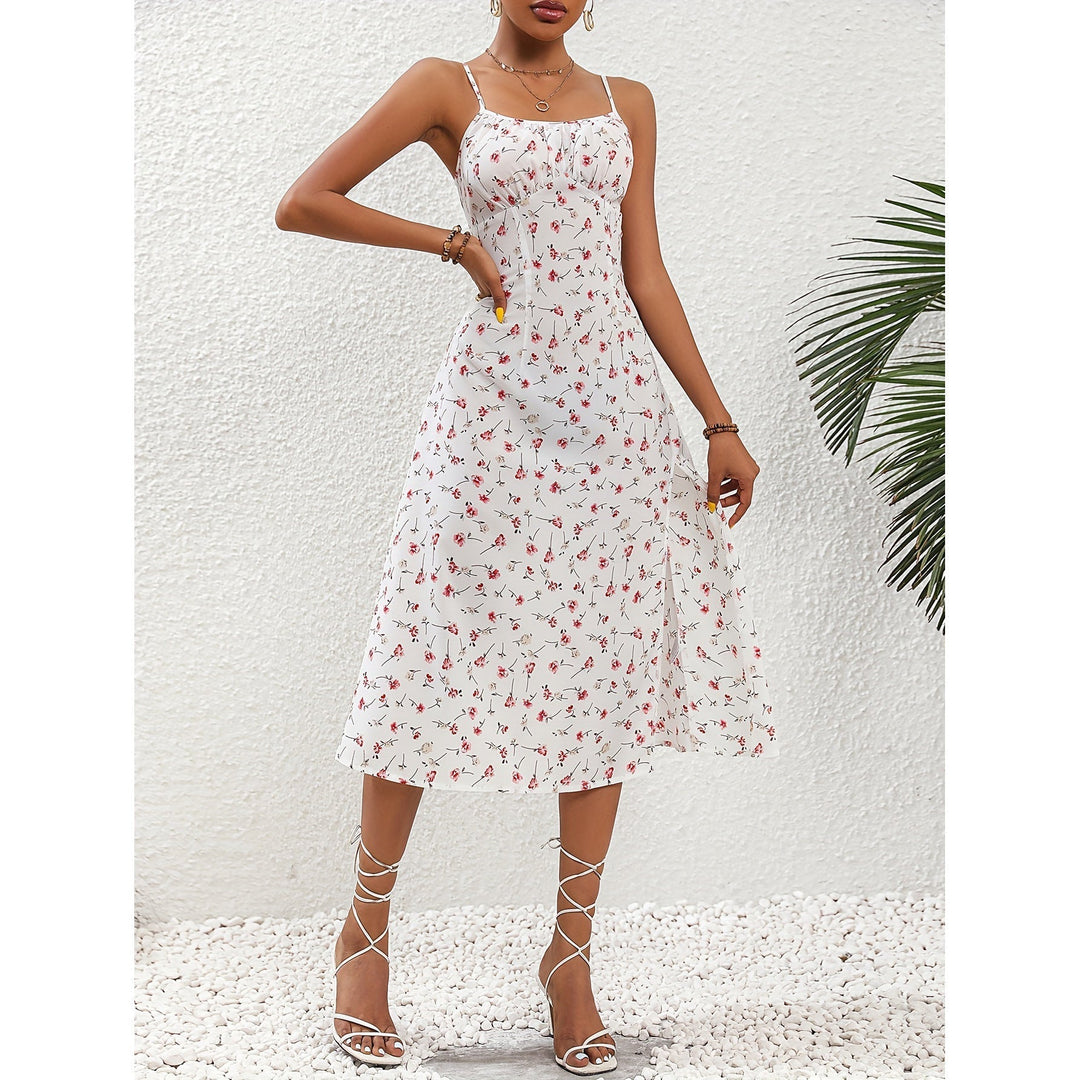 Langes Kleid Damen mit Polka Dots und Sexy Schlitz - Yinthe 9