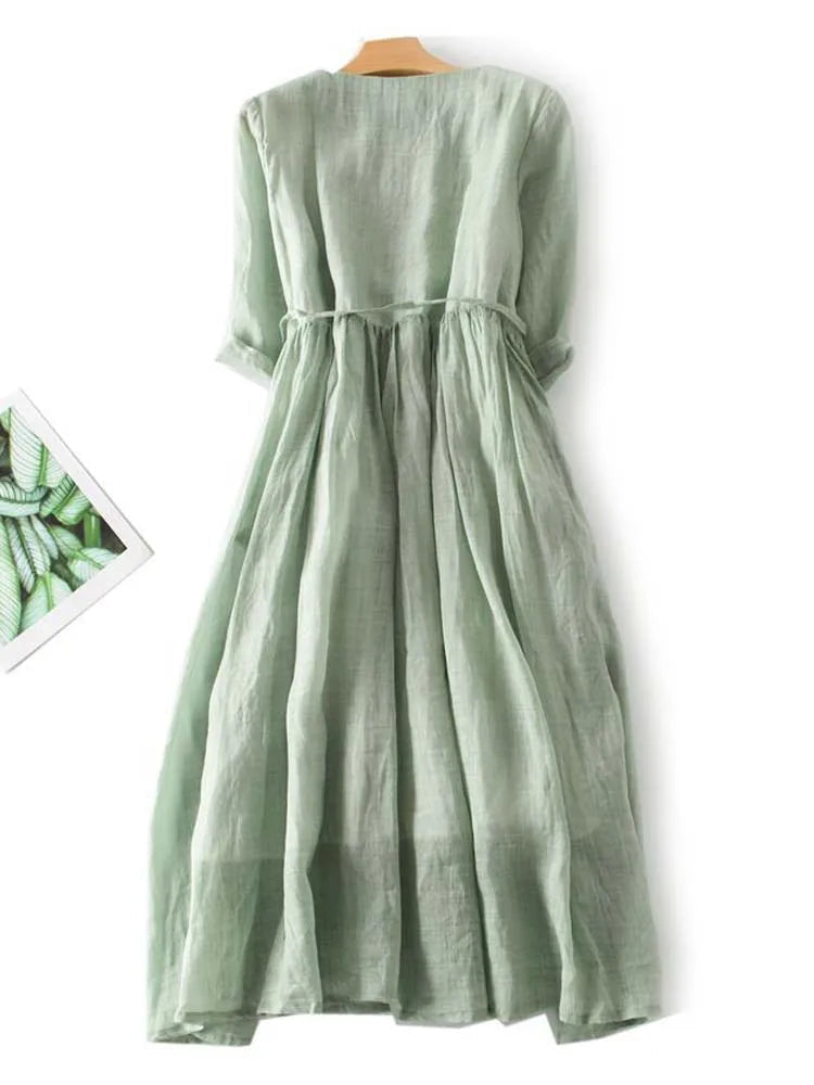 Lässiges Midi-Sommerkleid Damen - Jeecey – Bild 7