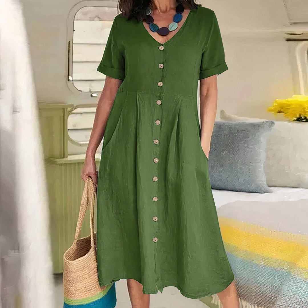 Lässiges Midi-Sommerkleid Damen mit V-Ausschnitt - Avy 15