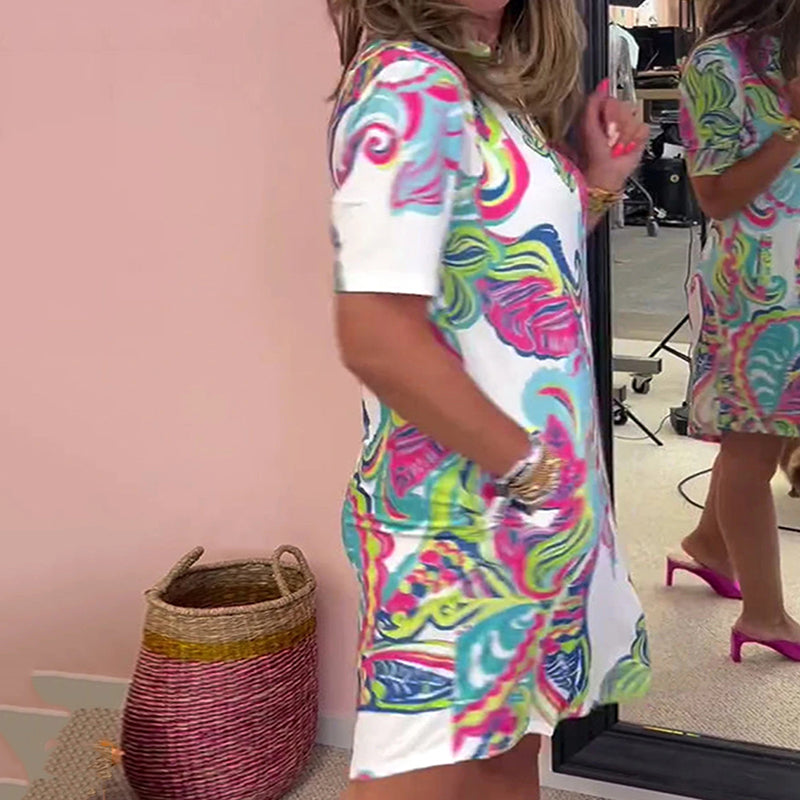 Lässiges Mini-Sommerkleid Damen mit Pflanzenprint - Louisa – Bild 5