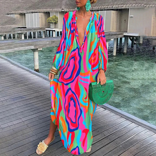 Leichtes Boho-Maxi-Sommerkleid Damen mit Langen Ärmeln - Aliyah 11