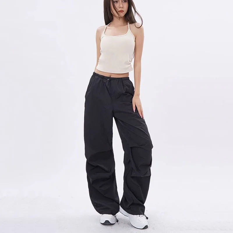 Lenzburg | Dames Oversized Parachute Broek | Zwart 1