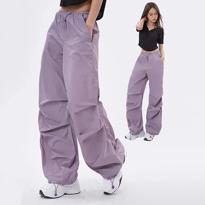 Lenzburg | Dames Oversized Parachute Broek | Zwart 2