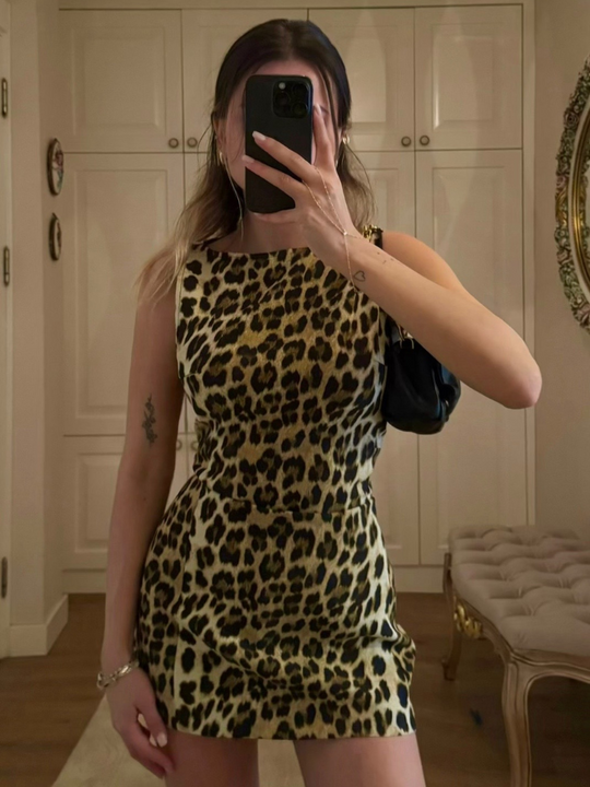 Leoparden-Mini-Sommerkleid Damen - Jane 4