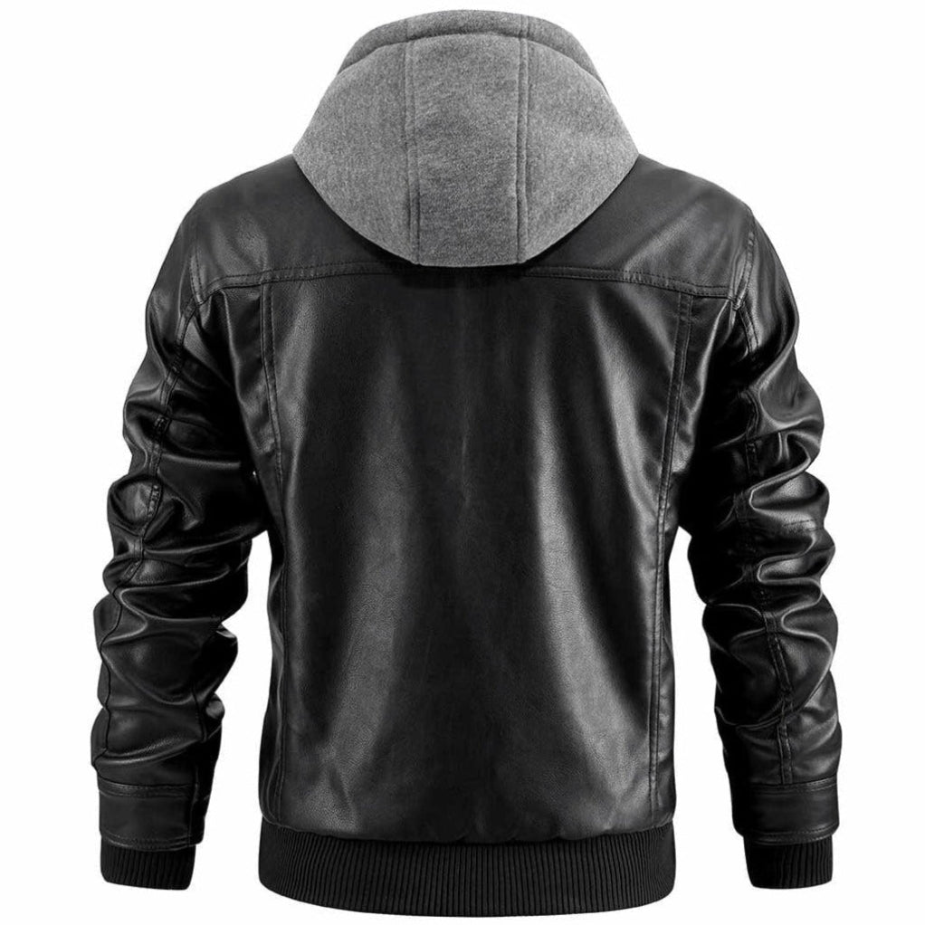 Leren jas voor heren met afneembare capuchon | Normale pasvorm 1
