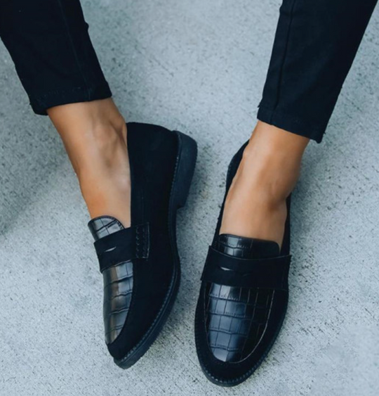 Loafer Damen | Schicker Krokoprint & Zeitloses Schwarzes Design 2