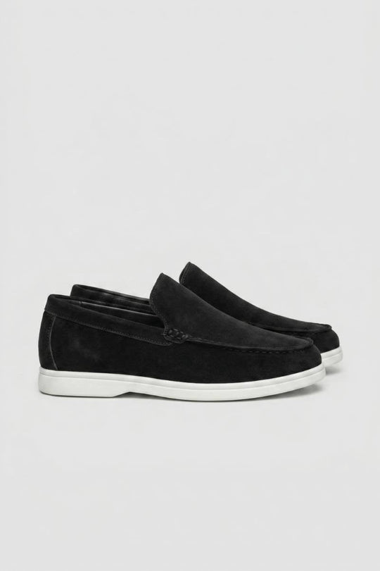Loafers Heren - Comfortabel | Instappers met Witte Zool — Zwart